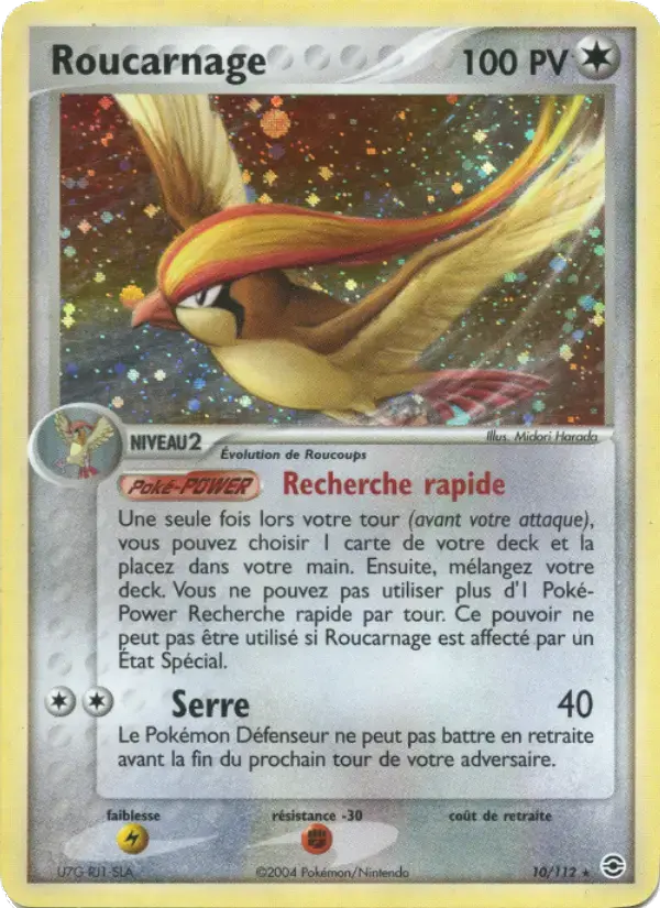 Carte Pokémon Roucarnage #10 — Rouge Feu & Vert Feuille