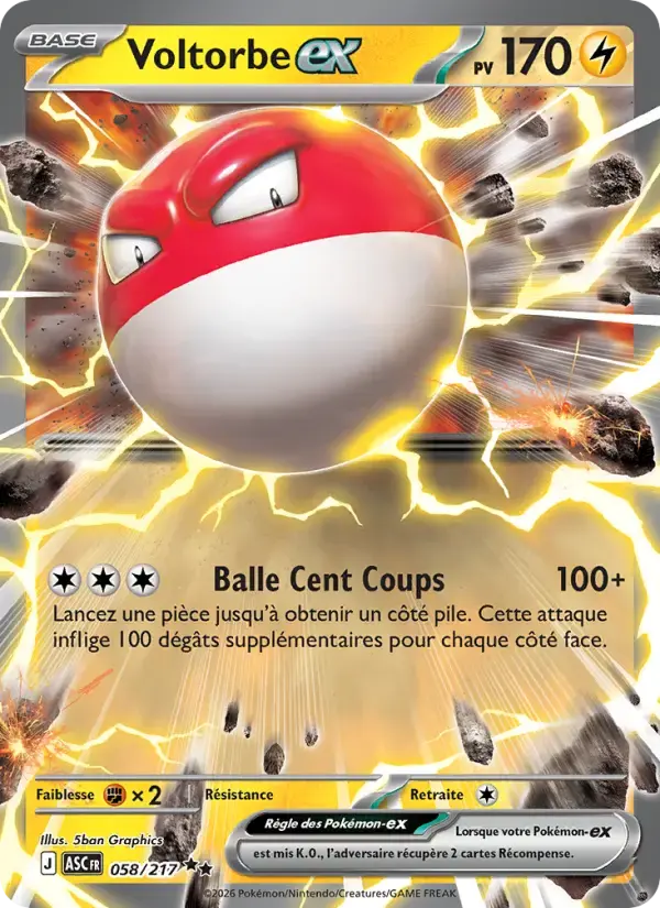 Carte Pokémon Voltorbe-ex #058 — Héros Transcendants