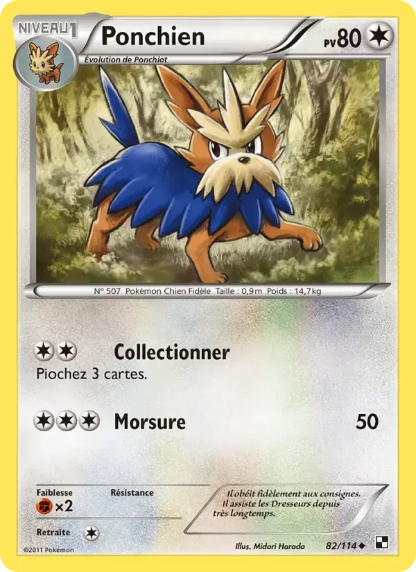 Carte Pokémon Ponchien #82 — Noir et Blanc