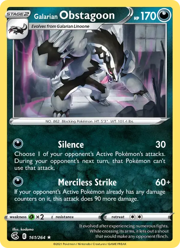 Galarian Obstagoon #161 — Fusion Strike