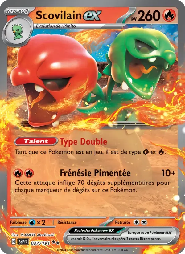 Carte Pokémon Scovilain-ex #037 — Étincelles Déferlantes