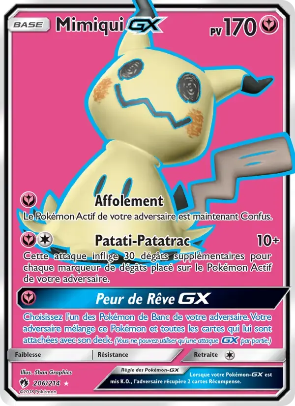Carte Pokémon Mimiqui GX #206 — Tonnerre Perdu