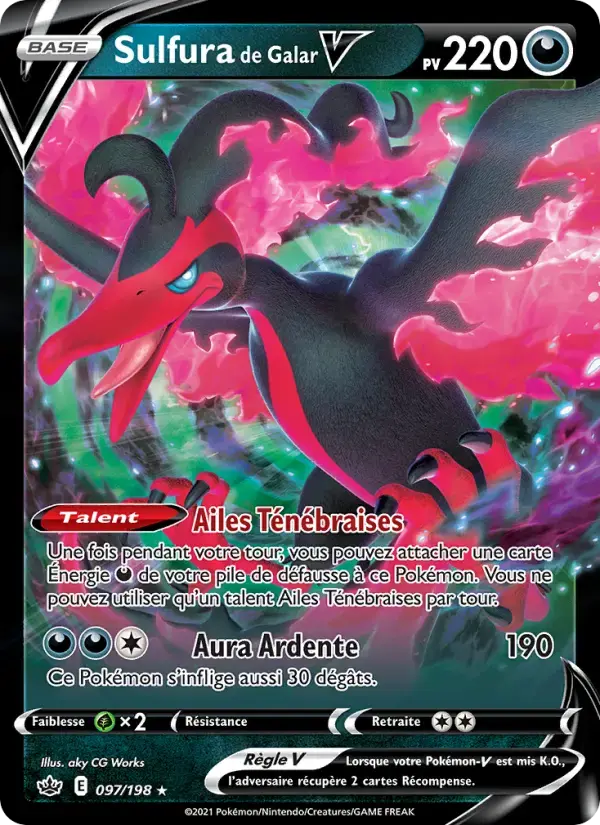 Carte Pokémon Sulfura de Galar V #97 — Règne de Glace