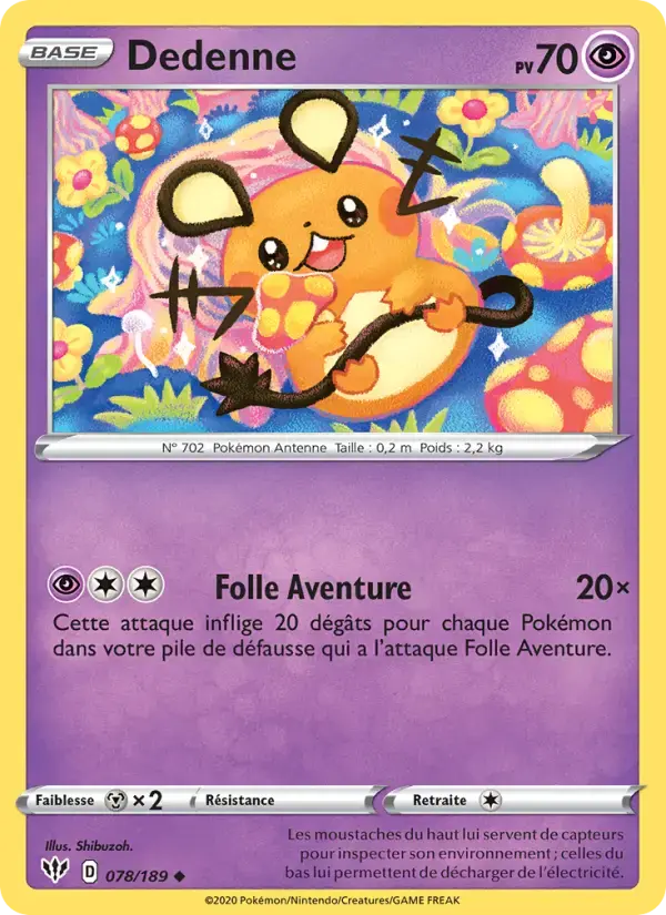Carte Pokémon Dedenne #78 — Ténèbres Embrasées