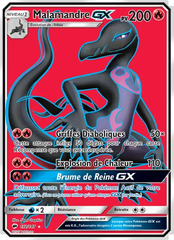 Carte Pokémon Malamandre GX #132 — Ombres Ardentes