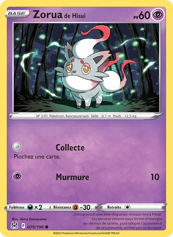 Carte Pokémon Zorua de Hisui #075 — Origine Perdue