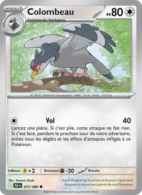 Carte Pokémon Colombeau #072 — Foudre Noire