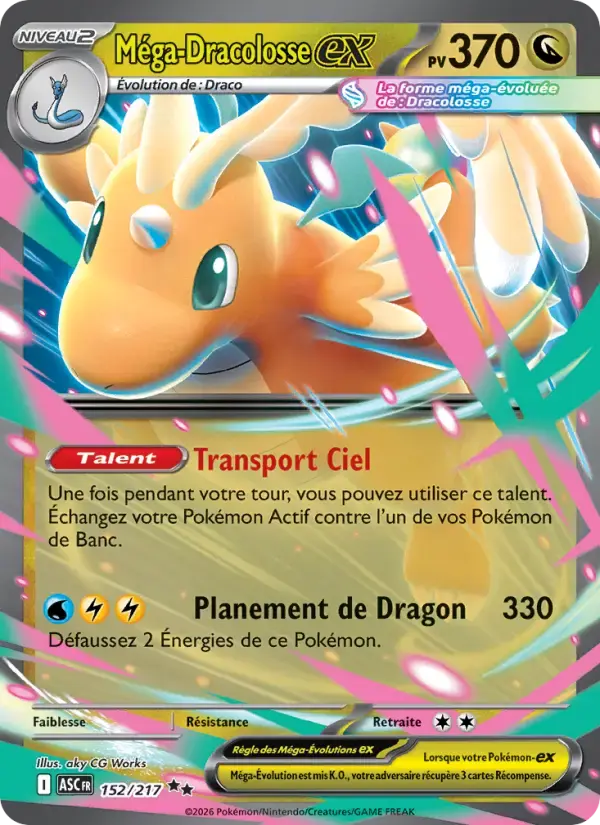 Carte Pokémon Méga-Dracolosse-ex #152 — Héros Transcendants