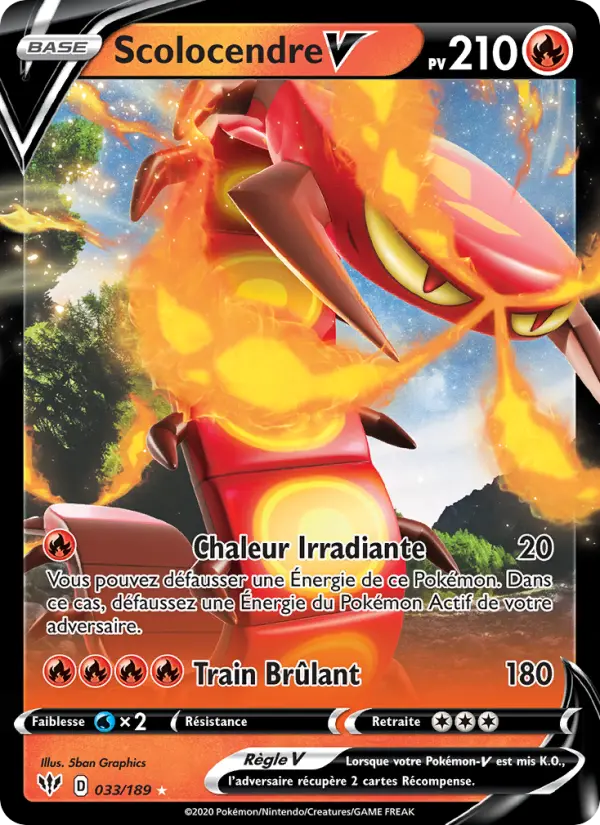 Carte Pokémon Scolocendre V #33 — Ténèbres Embrasées