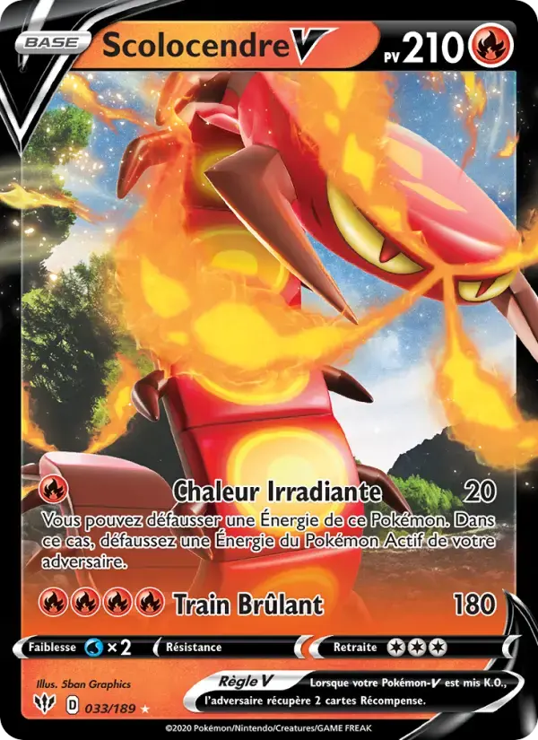Carte Pokémon Scolocendre V #33 — Ténèbres Embrasées