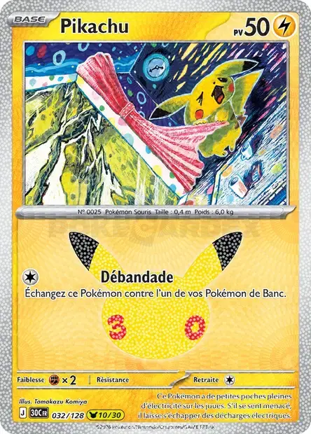 Carte Pokémon Pikachu #032 — 30ᵉ Anniversaire