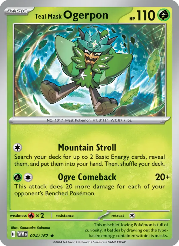 Carte Pokémon Ogerpon Masque Turquoise #024 — Mascarade Crépusculaire