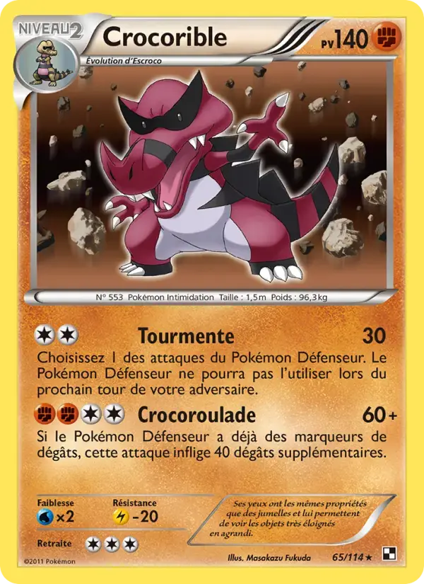 Carte Pokémon Crocorible #65 — Noir et Blanc