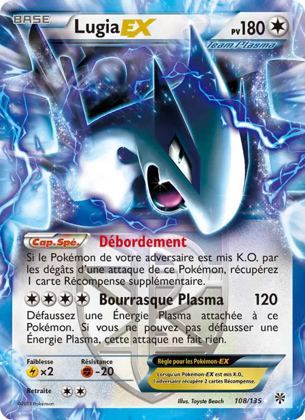 Carte Pokémon Lugia-EX #108 — Tempête Plasma