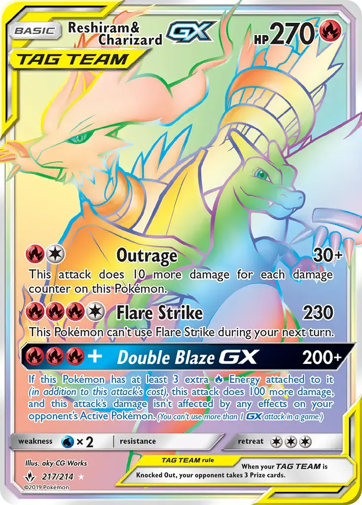 Reshiram & Charizard GX #217 — Unbroken Bonds