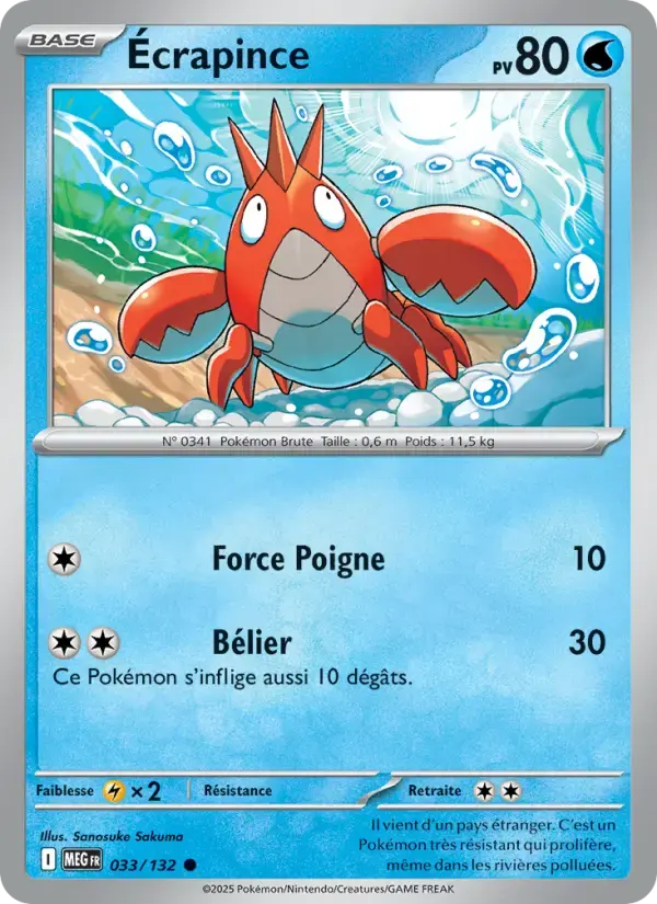 Carte Pokémon Écrapince #033 — Méga-Évolution
