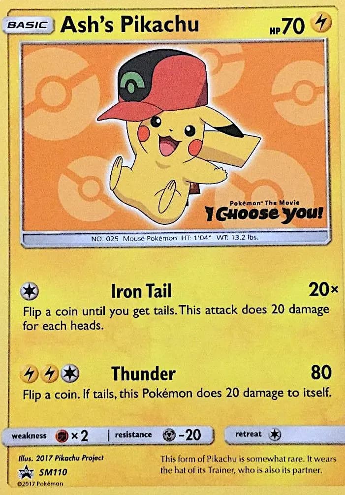 Carte Pokémon Pikachu de Sacha #SM110 — Promos Soleil et Lune