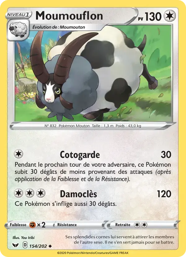 Carte Pokémon Moumouflon #154 — Épée et Bouclier