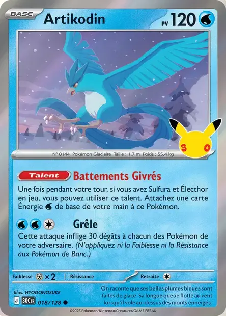 Carte Pokémon Artikodin #018 — 30ᵉ Anniversaire