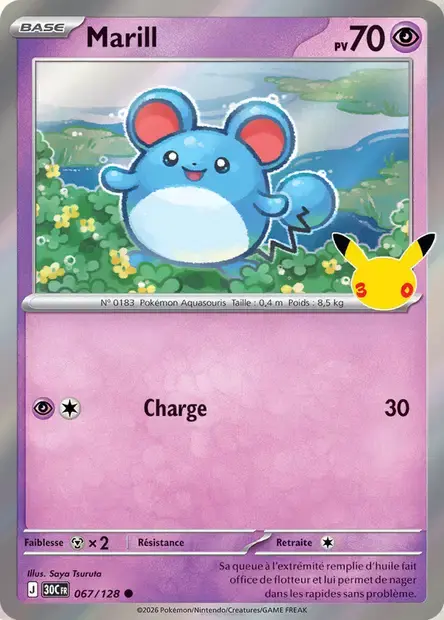 Carte Pokémon Marill #067 — 30ᵉ Anniversaire