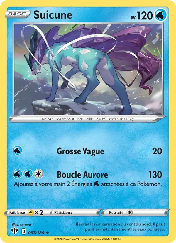 Carte Pokémon Suicune #37 — Ténèbres Embrasées