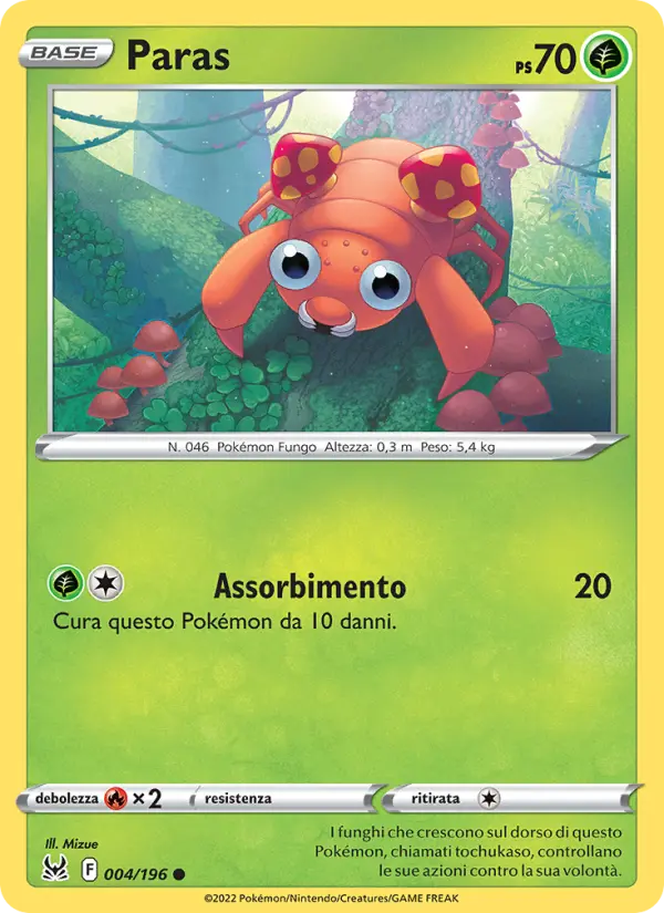 Carte Pokémon Paras #004 — Origine Perdue
