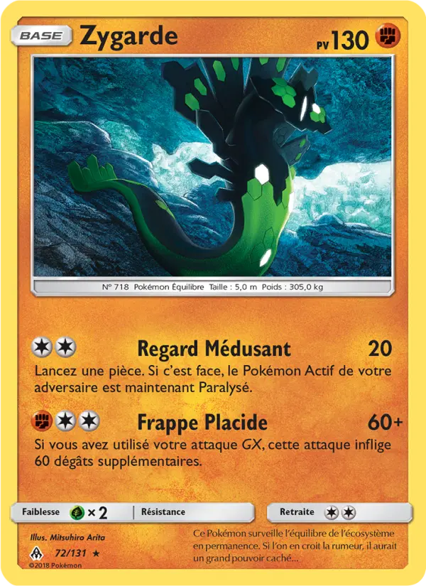 Carte Pokémon Zygarde #72 — Lumière Interdite