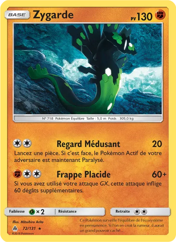 Carte Pokémon Zygarde #72 — Lumière Interdite