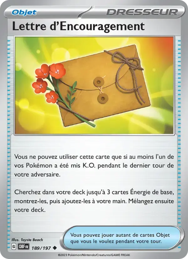 Carte Pokémon Lettre d'Encouragement #189 — Flammes Obsidiennes