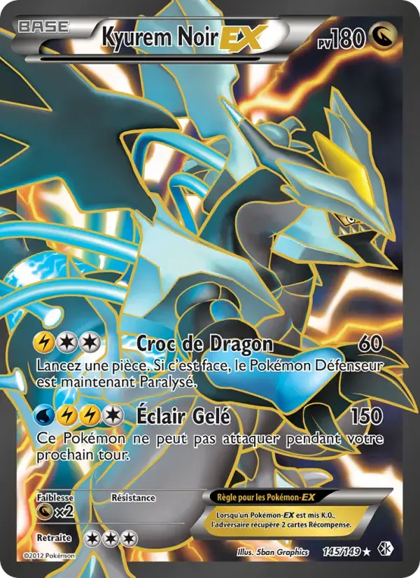 Carte Pokémon Kyurem Noir-EX #145 — Frontières Franchies