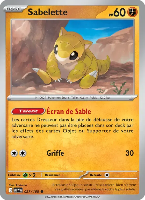 Carte Pokémon Sabelette #027 — Pokémon 151