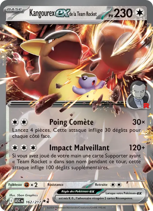 Carte Pokémon Kangourex-ex de la Team Rocket #162 — Héros Transcendants