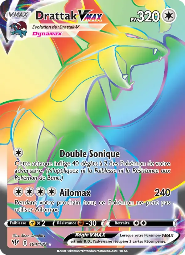 Carte Pokémon Drattak VMAX #194 — Ténèbres Embrasées