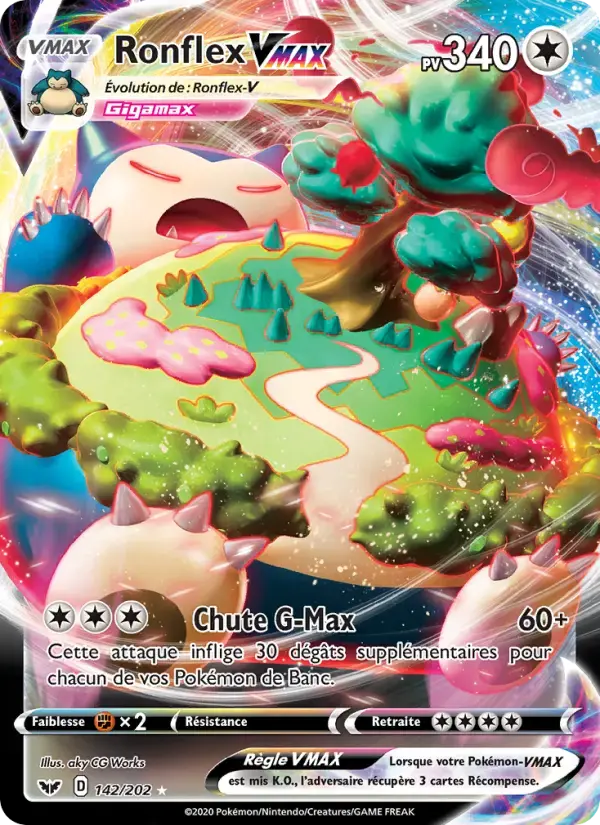 Carte Pokémon Ronflex VMAX #142 — Épée et Bouclier