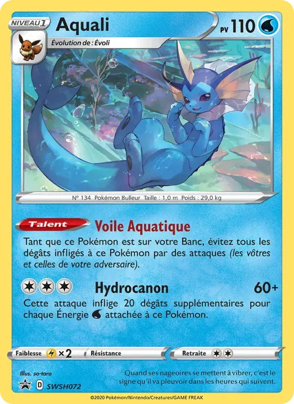Carte Pokémon Aquali #SWSH072 — Promos Épée et Bouclier