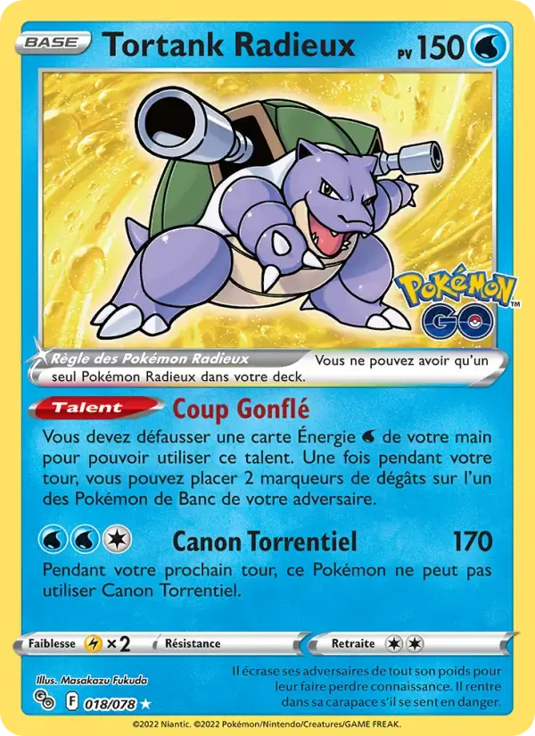 Carte Pokémon Tortank Radieux #018 — Pokémon GO