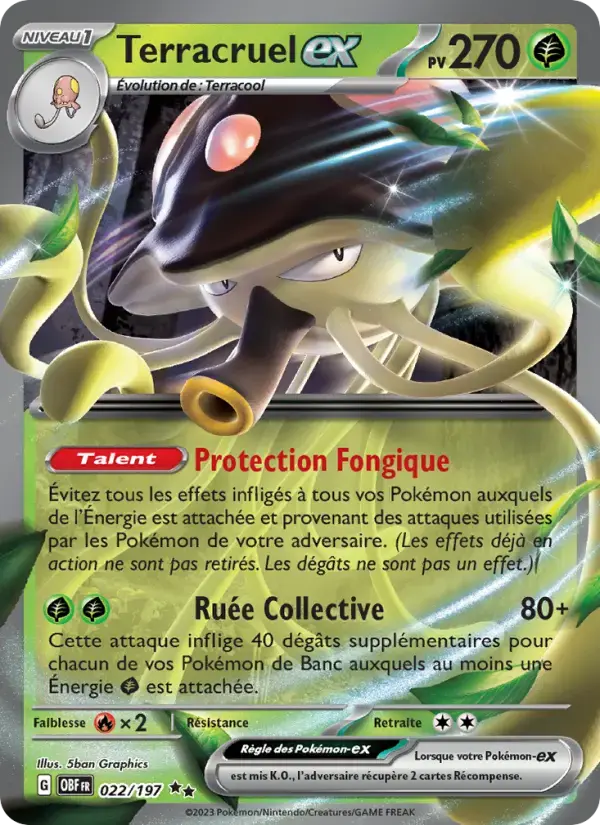 Carte Pokémon Terracruel-ex #022 — Flammes Obsidiennes