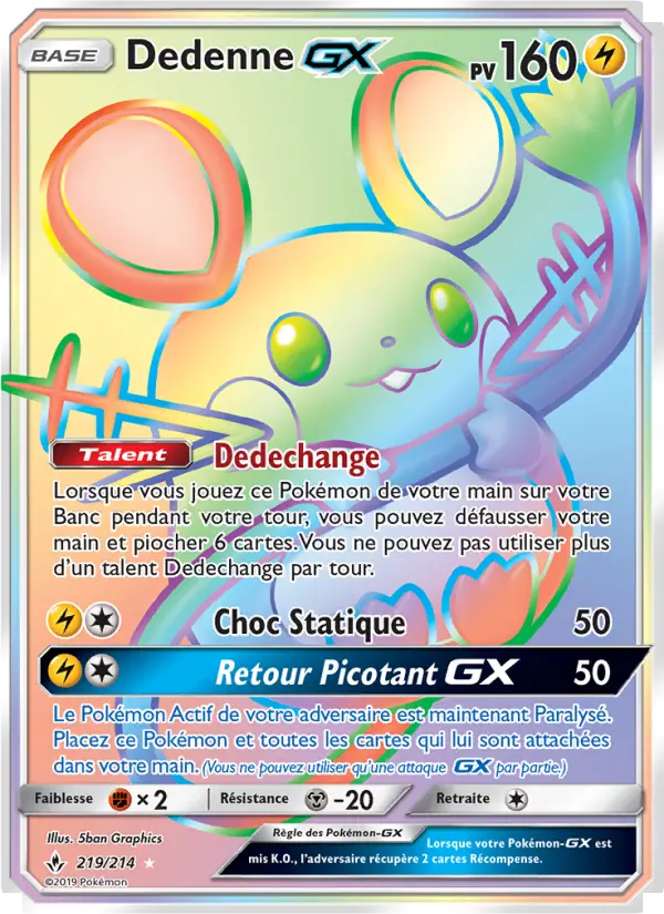 Carte Pokémon Dedenne GX #219 — Alliance Infaillible