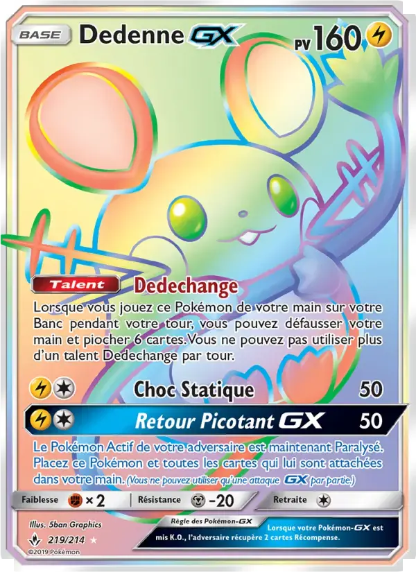 Carte Pokémon Dedenne GX #219 — Alliance Infaillible