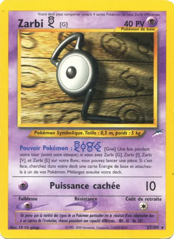 Carte Pokémon Zarbi G #27 — Neo Destiny