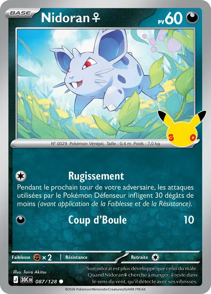 Carte Pokémon Nidoran♀ #087 — 30ᵉ Anniversaire