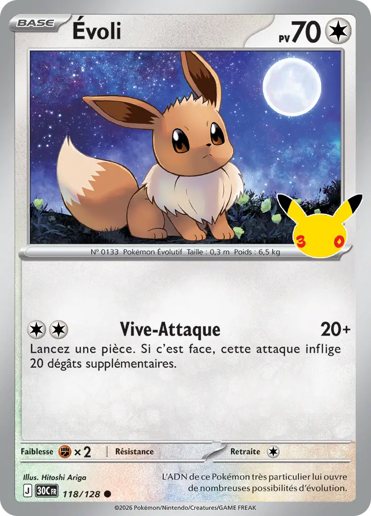 Carte Pokémon Évoli #118 — 30ᵉ Anniversaire