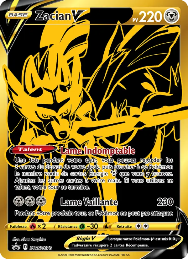 Carte Pokémon Zacian V #SWSH076 — Promos Épée et Bouclier