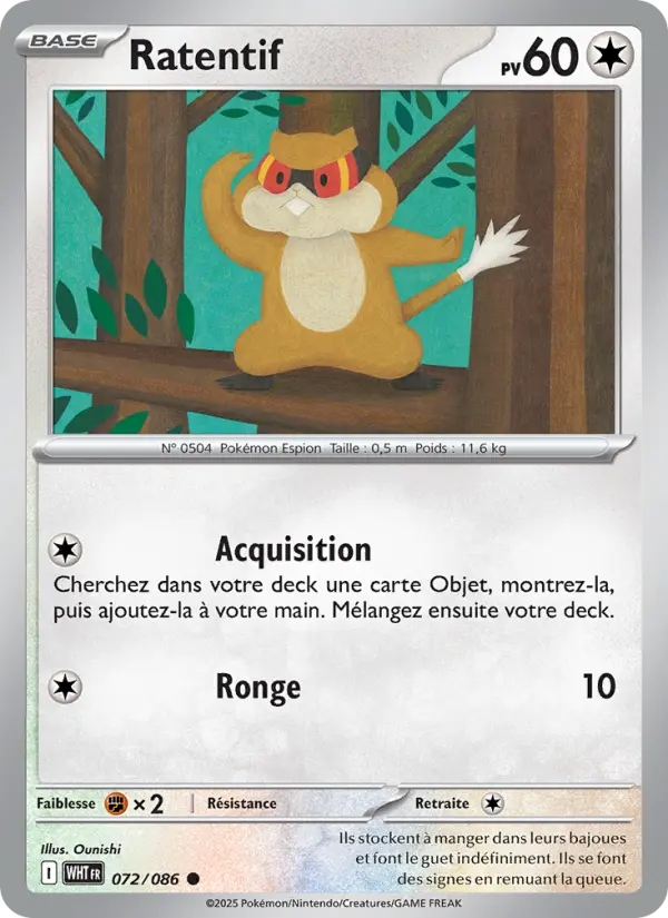 Carte Pokémon Ratentif #072 — Flamme Blanche