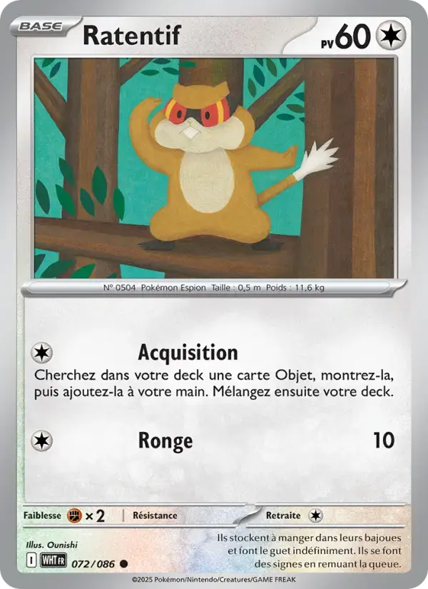 Carte Pokémon Ratentif #072 — Flamme Blanche