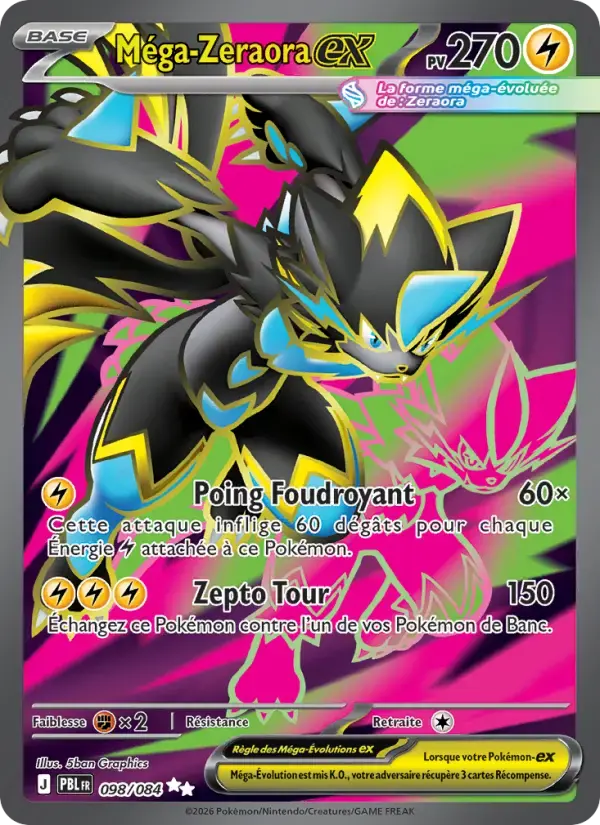 Carte Pokémon Méga-Zeraora-ex #098 — Nuit Noire