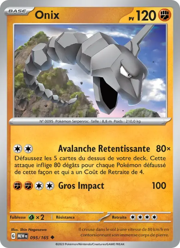 Carte Pokémon Onix #095 — Pokémon 151