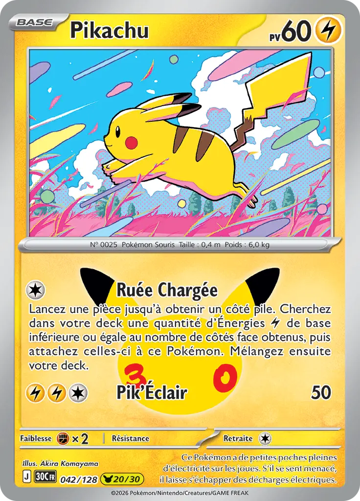 Carte Pokémon Pikachu #042 — 30ᵉ Anniversaire