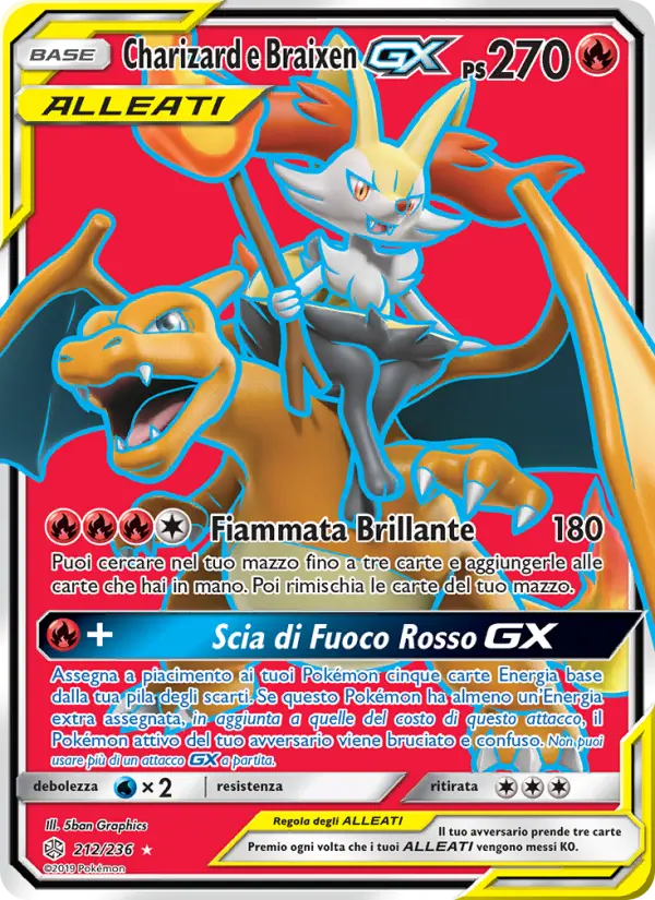 Carte Pokémon Dracaufeu et Roussil GX #212 — Éclipse Cosmique