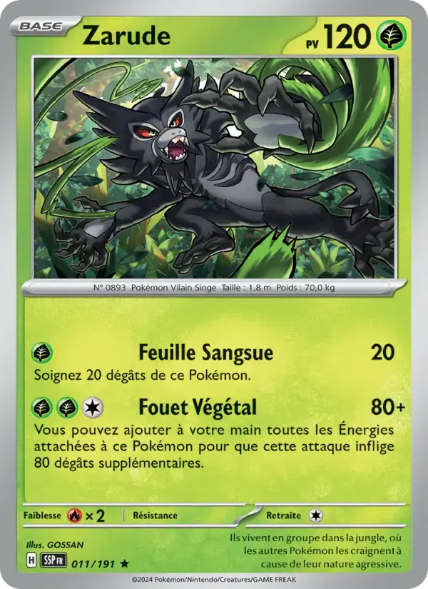 Carte Pokémon Zarude #011 — Étincelles Déferlantes